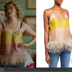 LE SUPERBE 
Coppertone Ostrich Feathers Colorblock Cami (T3)